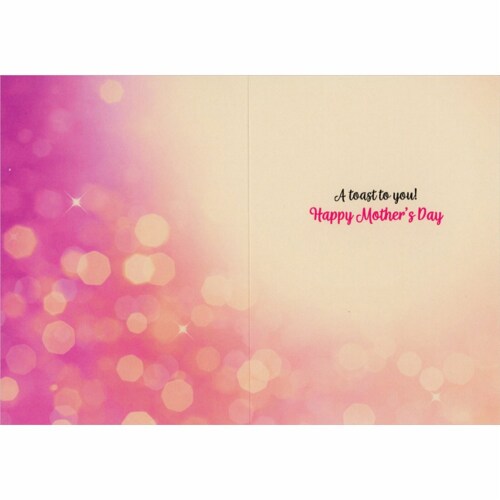 Avanti Hand Holding Champagne Glass on Pink Mother's Day Card Perspective: back