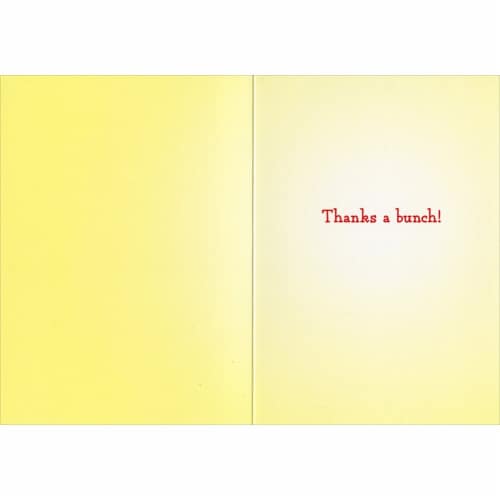 Avanti Girl Holding Hat Of Flowers Funny / Humorous Thank You Card Perspective: back