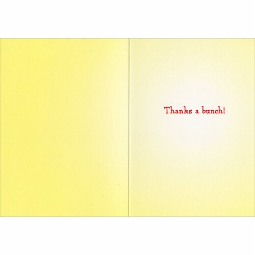 Avanti Girl Holding Hat Of Flowers Funny / Humorous Thank You Card Perspective: back