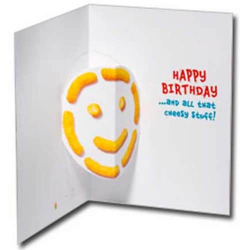 Avanti Press Greeting Cards Birthday Cheese Puff Cat Standout Perspective: back