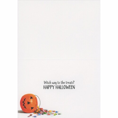 Avanti Press Greeting Card Halloween Golden Puppies with Broom Stick Perspective: back