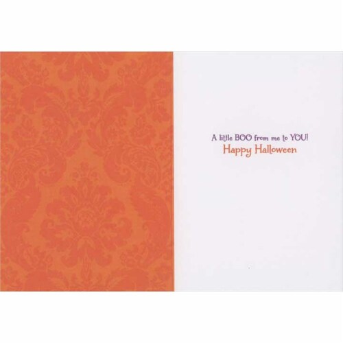 Avanti Press Greeting Cards Halloween Kitten in Pumpkin Bucket Perspective: back
