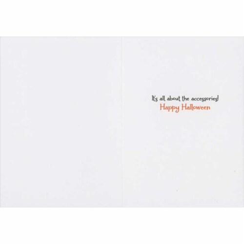 Avanti Press Greeting Cards Halloween Black Cat in Orange Boa Perspective: back