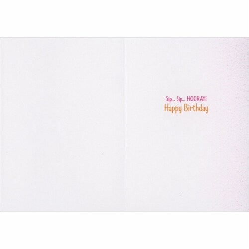 Avanti Smiling Cat with Champagne Flute and Bubbles Funny Birthday Card Perspective: back