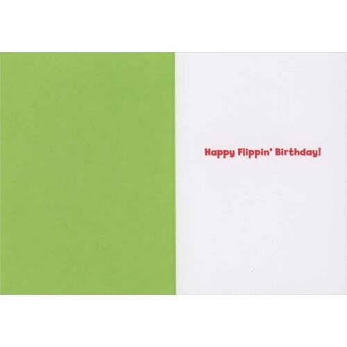 Bear in Striped Apron and Red Shorts Grilling Burgers Funny / Humorous Birthday Card Perspective: back