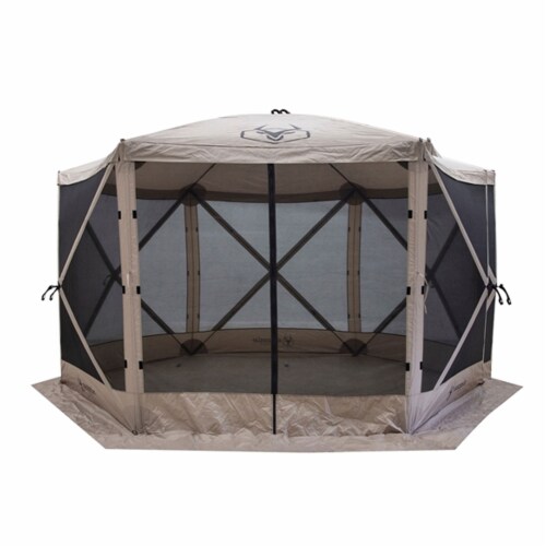 Gazelle G6 12ft x 12ft 6-Sided Pop Up Portable 8 Person Gazebo Tent, Desert Sand Perspective: back