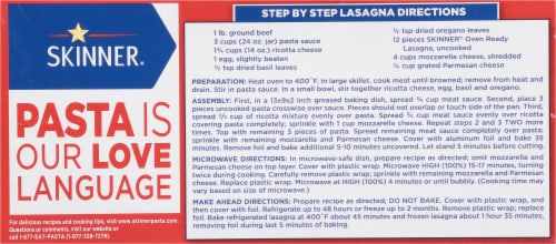 Skinner Oven Ready Lasagna Perspective: back