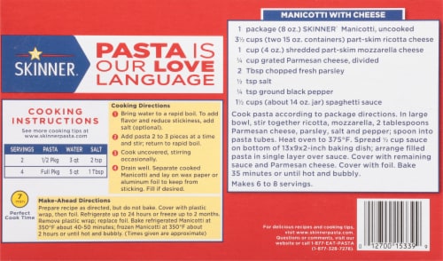 Skinner Manicotti Pasta Perspective: back