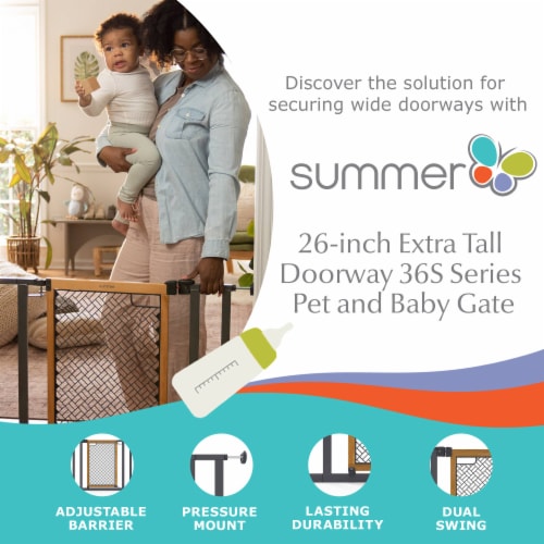Summer Infant 26 Inch Extra Tall Doorway 36S Series Pet and Baby Gate Oak Wood 1 Piece King Soopers