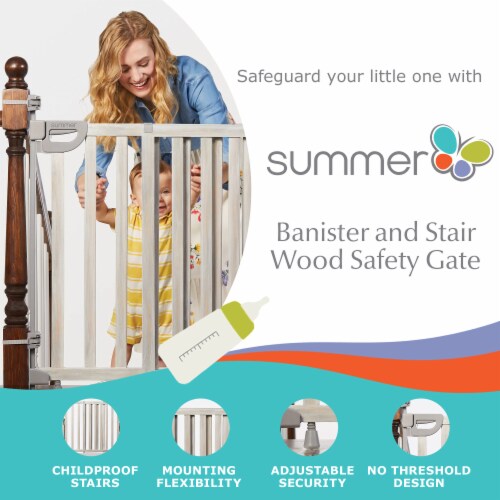 Summer Infant Banister and Stair Wood Safety Gate with Extra Wide Door