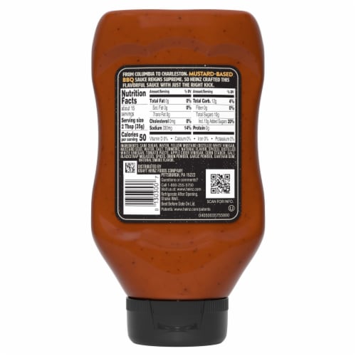 Heinz Carolina Mustard Style Sweet Mustard BBQ Sauce, Bottle Perspective: back