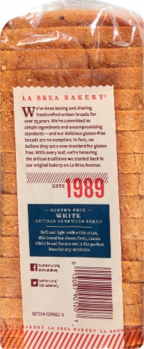 La Brea Bakery Gluten Free Sliced White Artisan Sandwich Bread Perspective: back