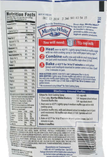 Martha White® Whole Grain Blueberry Muffin Mix Perspective: back