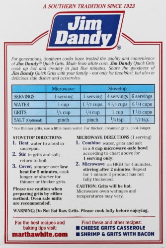 Jim Dandy Iron Fortified Quick Grits Perspective: back