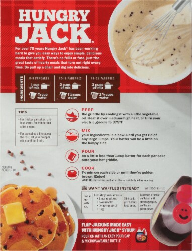 Hungry Jack Complete Chocolate Chip Pancake Mix and Waffle Mix Perspective: back