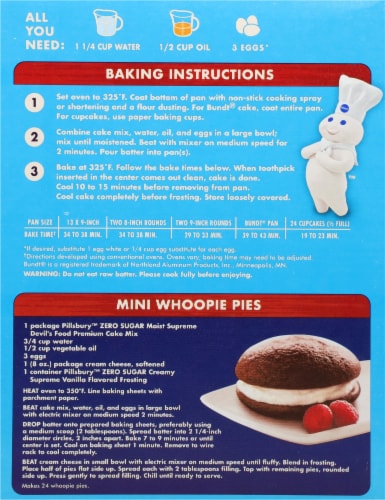 Pillsbury Zero Sugar Moist Supreme® Devil's Food Premium Cake Mix Perspective: back
