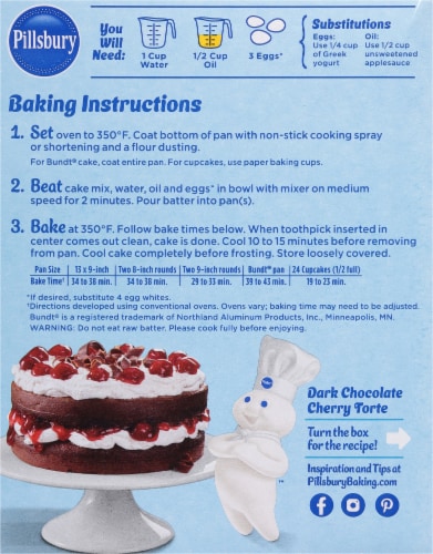 Pillsbury Moist Supreme Premium Dark Chocolate Cake Mix Perspective: back