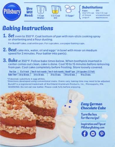 Pillsbury Moist Supreme® Premium German Chocolate Cake Mix Perspective: back