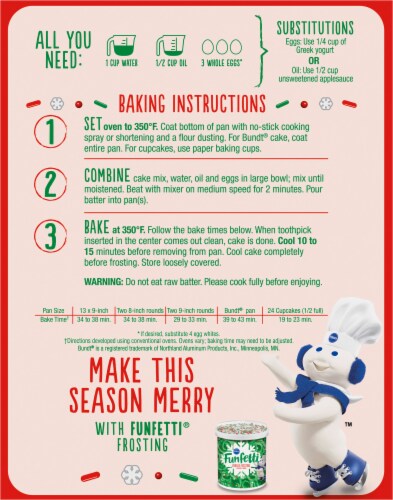 Pillsbury Funfetti® Holiday Cake Mix with Candy Bits Perspective: back
