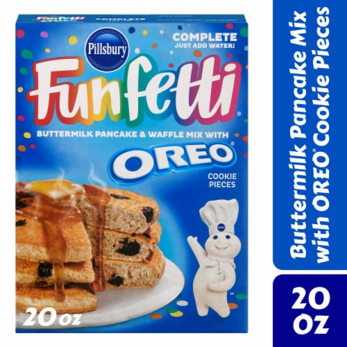 Pillsbury Funfetti Complete Buttermilk Waffle and Pancake Mix with OREO Cookie Pieces Perspective: back