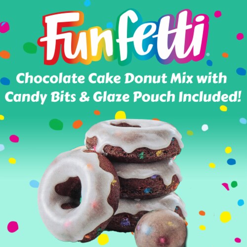 Pillsbury Funfetti Chocolate Cake Donut Mix with Candy Bits Perspective: back