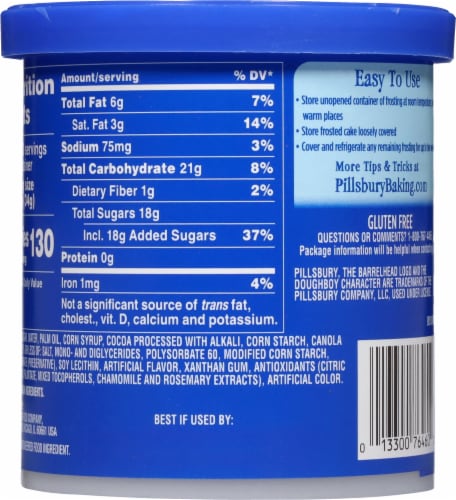 Pillsbury Creamy Supreme Chocolate Frosting Perspective: back