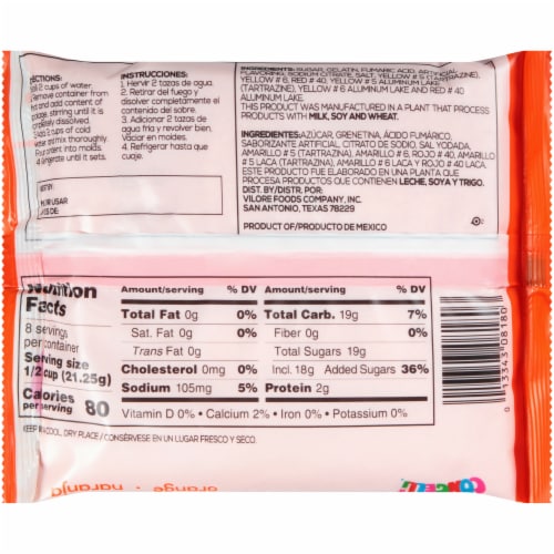Congelli Orange Gelatin Dessert Mix Perspective: back