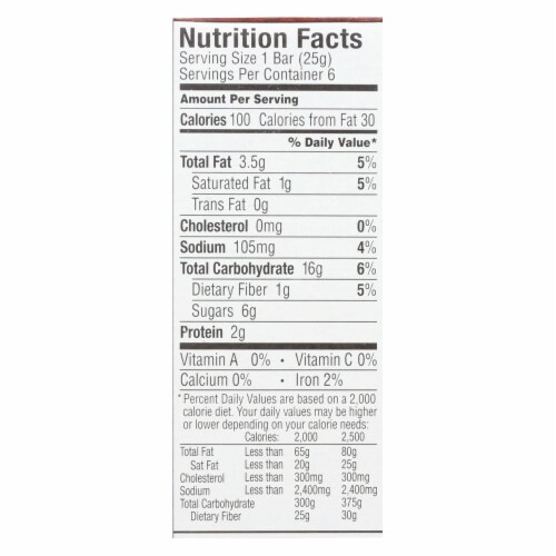 Annie's Organic Peanut Butter Chocolate Chip Granola Bar Perspective: back