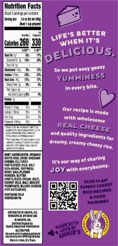 Annie’s White Cheddar Cheesy Rice with Hidden Veggies Kids Meal Perspective: back