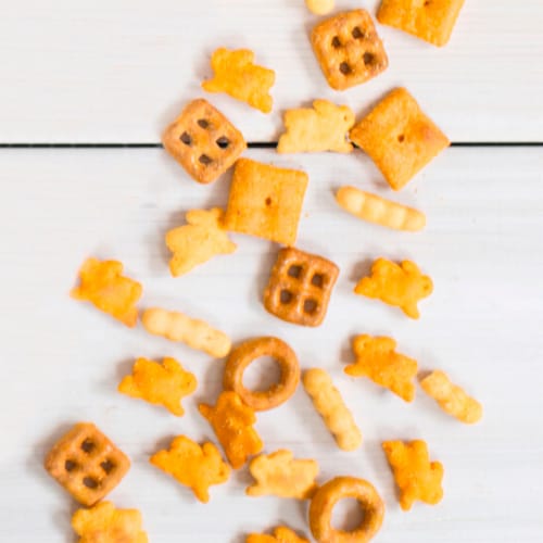 Annie's™ Organic Assorted Crackers and Pretzels Cheddar Snack Mix Perspective: back