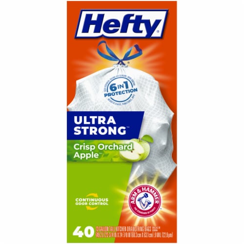 Hefty® Ultra Strong Crisp Orchard Apple 13-Gallon Tall Kitchen Drawstring Trash Bags Perspective: back