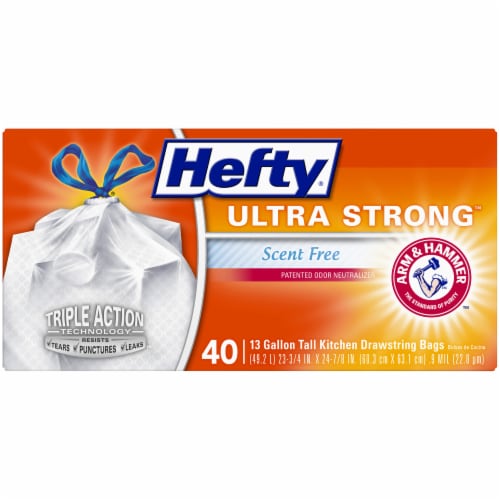 Hefty® Ultra Strong™ Scent Free Tall Kitche Drawstring Trash Bags Perspective: back
