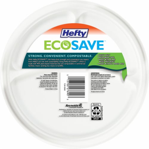 Hefty EcoSave 100% Compostable 10.13-Inch Paper Plates Perspective: back