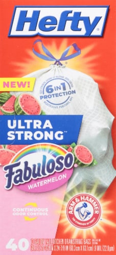 Hefty® Ultra Strong™ Drawstring Tall Kitchen Fabuloso® Watermelon Trash Bags Perspective: back