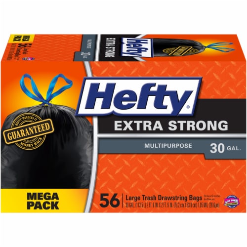 Hefty Extra Strong Large 30 Gallon Trash Drawstring Bags Perspective: back