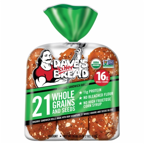 Dave's Killer Bread 21 Whole Grains and Seeds Organic Sandwich Rolls, Organic Sub Rolls, 6 Count Perspective: back