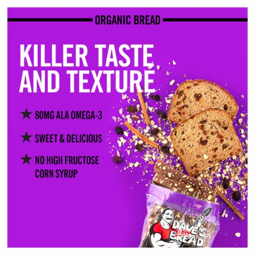 Dave's Killer Bread Raisin' the Roof Cinnamon Raisin Organic Breakfast Bread Perspective: back