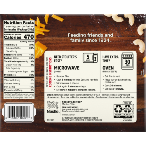 Stouffer's® Fish Filet Frozen Meal Perspective: back