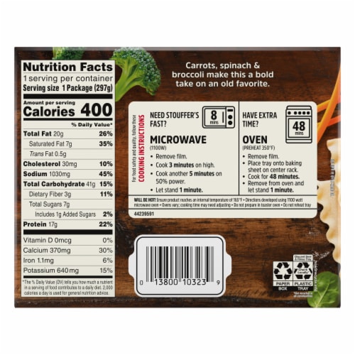 Stouffer's® Vegetable Lasagna Frozen Meal Perspective: back