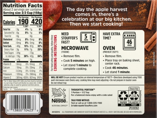 Stouffer’s Harvest Apples Frozen Side Dish Frozen Meal Perspective: back