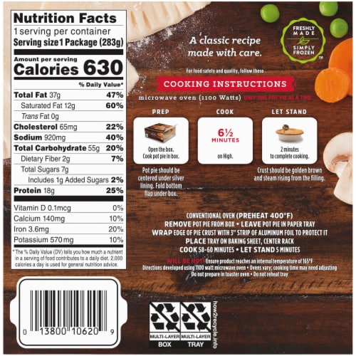 Stouffer's White Meat Chicken Pot Pie Frozen Meal Perspective: back