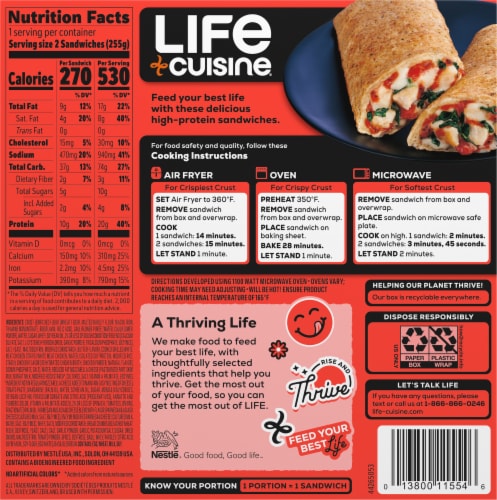 Life Cuisine® Chicken Parmesan Cauliflower Crust Sandwich Frozen Meal Perspective: back