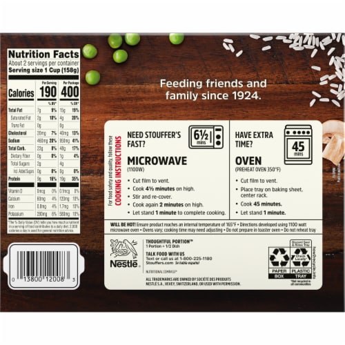 Stouffer's® Chicken A La King Frozen Meal Perspective: back