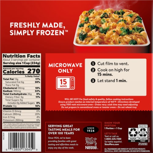Stouffer's® Signature Sides Broccoli Cheddar Pasta Bake Perspective: back