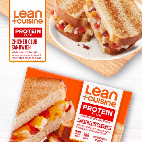 Lean Cuisine Frozen Meal Chicken Club Sandwich Protein Kick Microwave Meal Frozen Chicken Sandwich Perspective: back