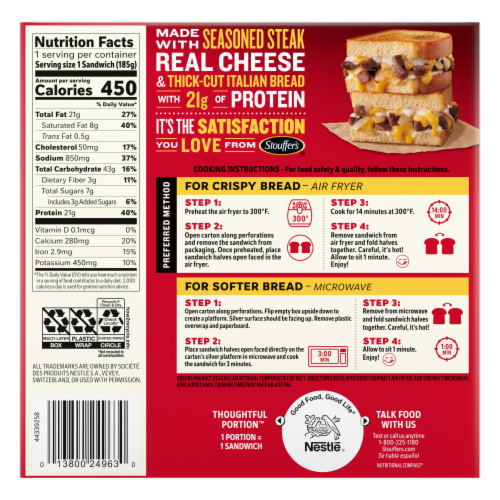 Stouffer's® Meat-Fulls® Double Cheddar Steak Frozen Sandwiches Perspective: back