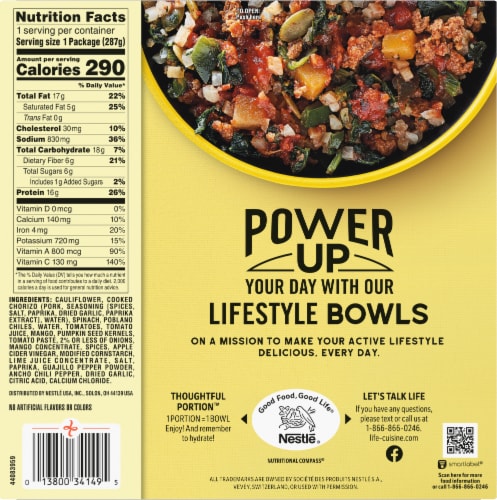 Life Cuisine™ Riced Cauliflower Chipotle Sausage Bowl Frozen Meal Perspective: back