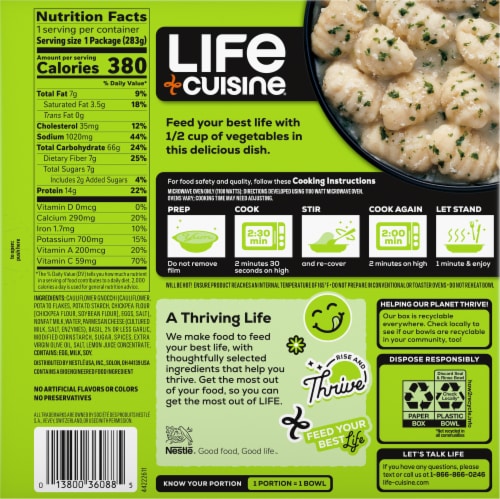 Life Cuisine Pesto Cauliflower Gnocchi Bowl Frozen Meal Perspective: back
