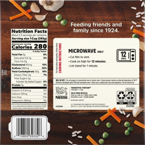 Stouffers Side Vegetable Fried Rice Perspective: back