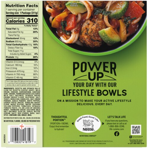 Life Cuisine™ Meatless Meatballs Pasta Bowl Frozen Meal Perspective: back